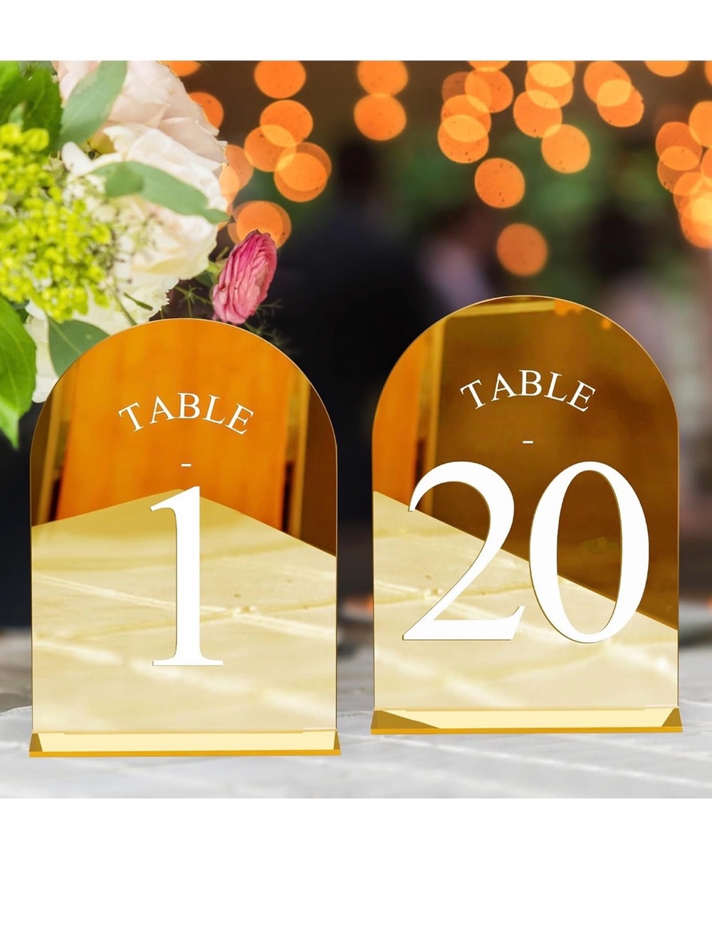 Gold and white Acrylic Table Number Signs #1 - 20